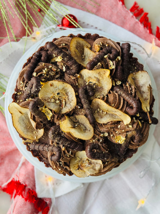 DARK CHOCOLATE. PEAR. PECAN.