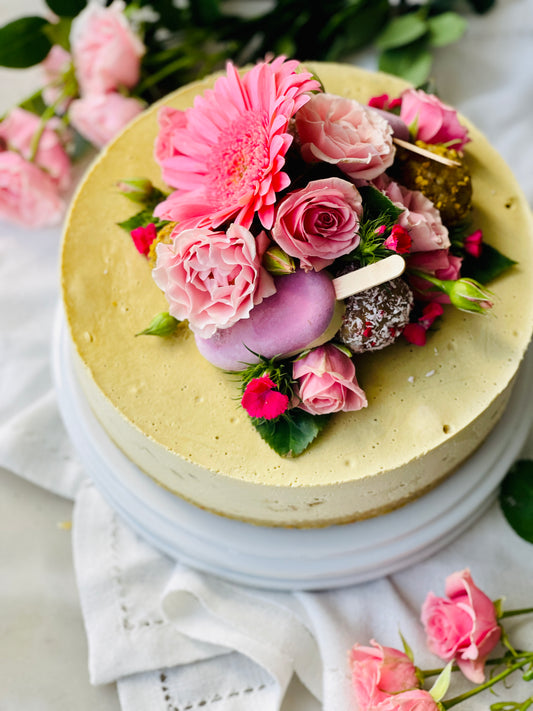 Pistachio & Raspberry Flower Power
